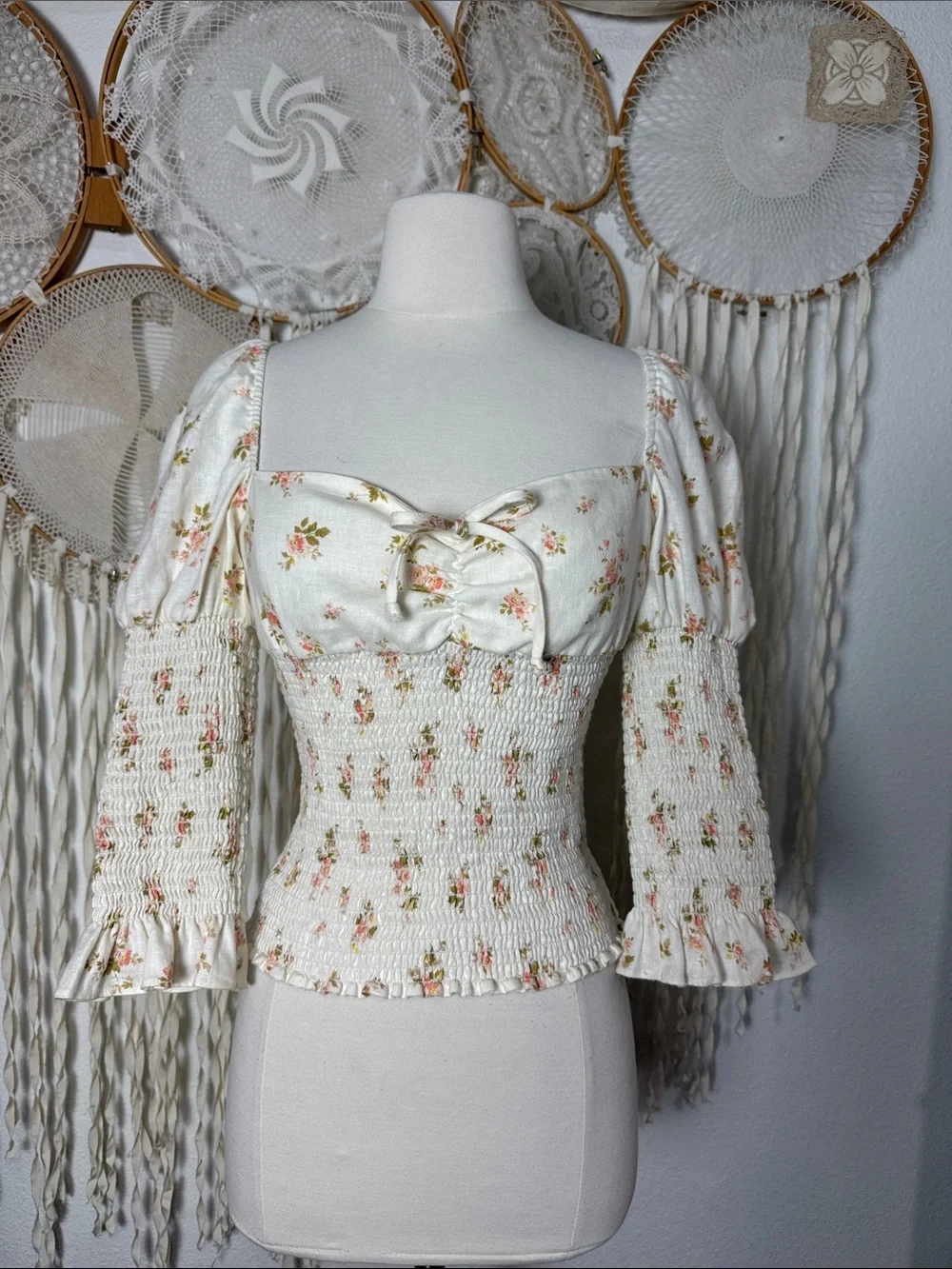 Reformation NWOT Haven Top in Cream Floral Size Small
